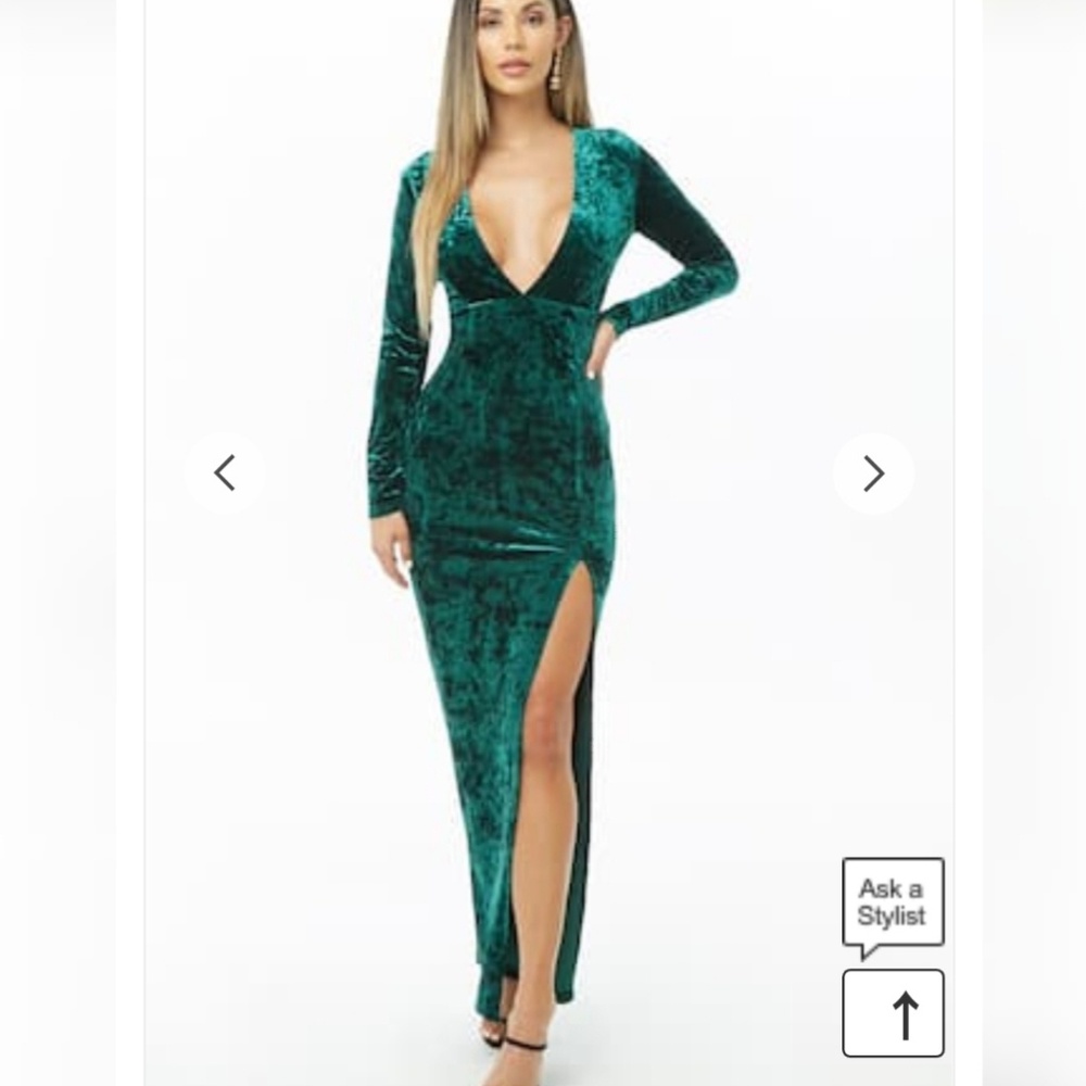 Green Velvet Maxi Dress